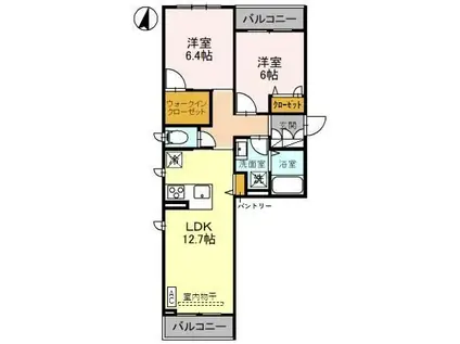 パンボーテ(2LDK/2階)の間取り写真