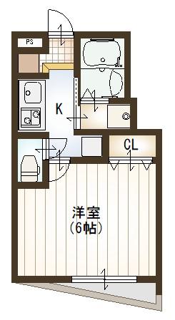 クローバー十一番館(1K/2階)の間取り写真