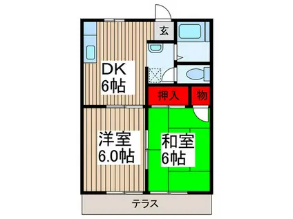 ボンメゾン中村B(2DK/1階)の間取り写真