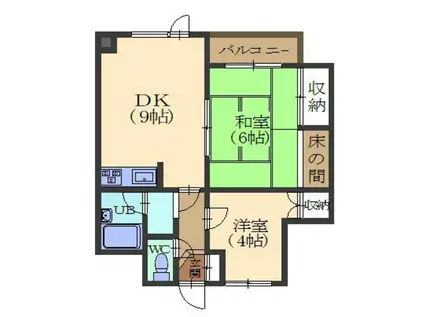 マンションイーストリバー(2LDK/2階)の間取り写真