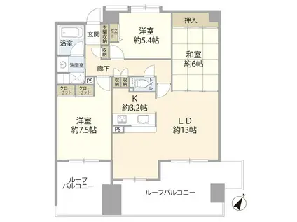 サンリーノ北浦和(3LDK/8階)の間取り写真