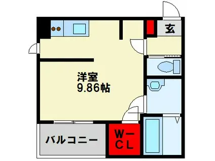 BRAVE BASE 陣原東(1K/1階)の間取り写真