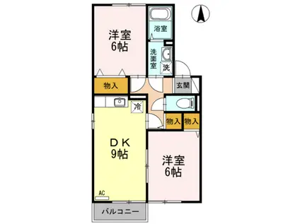 グレイス・クレセントC棟(2DK/2階)の間取り写真