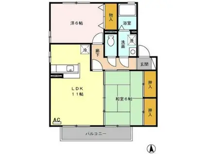 セピアコートA棟(2LDK/2階)の間取り写真