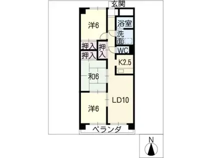 メゾンドゥールII(3LDK/6階)の間取り写真