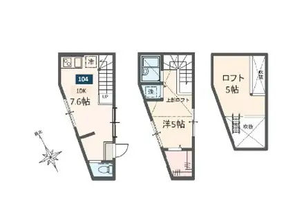 MELDIA一ノ割(1DK/1階)の間取り写真