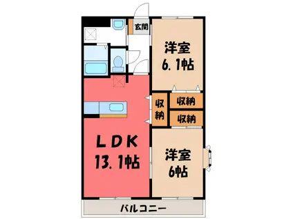 クローバービル(2LDK/3階)の間取り写真
