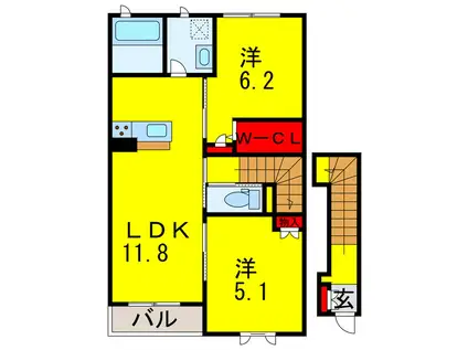 グラン クリュ(2LDK/2階)の間取り写真
