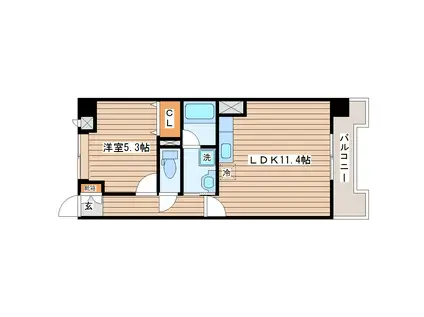 リジェール榴岡公園(1LDK/4階)の間取り写真