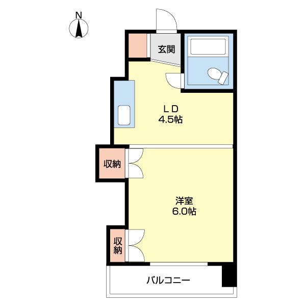 ホワイトヒルハウス(1LDK/5階)の間取り写真