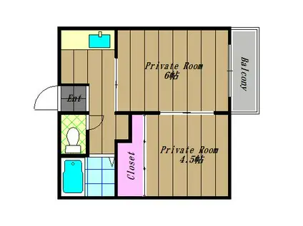 コーポラスしずII(2K/2階)の間取り写真