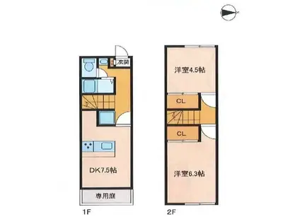 OA FLAT飯田(2DK/1階)の間取り写真