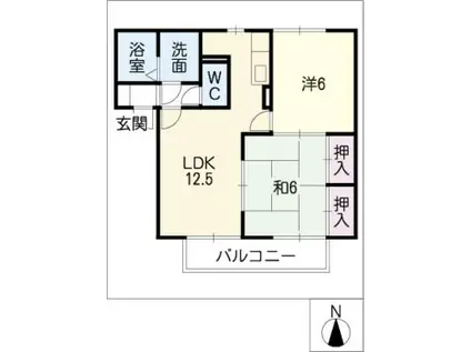 セジュール八剣 (2LDK/1階)の間取り写真