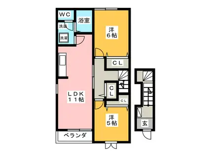 プチ.パステークB(2LDK/2階)の間取り写真