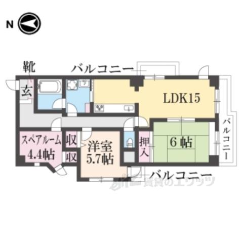 フォルムあやめ池(2LDK/2階)の間取り写真