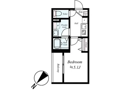 GRADUS柏II(1K/1階)の間取り写真