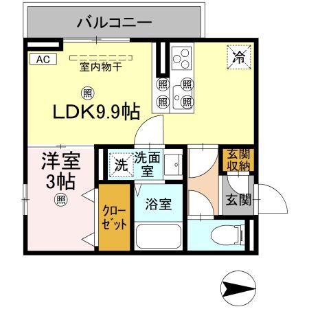 ドリーム庄町II(1LDK/2階)の間取り写真