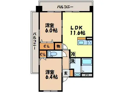 フォルトゥーナ美坂(2LDK/7階)の間取り写真