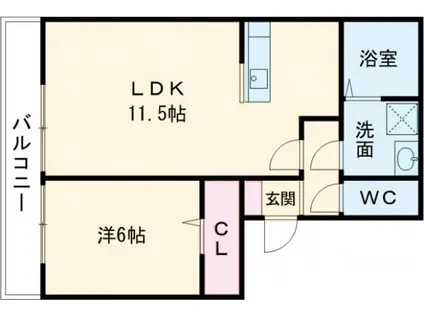 ハウスフリーデIII(1LDK/3階)の間取り写真