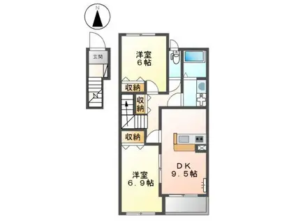 プログレスI(2DK/2階)の間取り写真