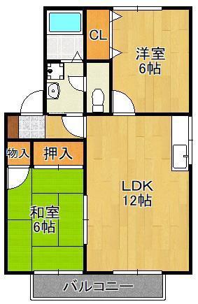 エクセル水神A棟(2LDK/1階)の間取り写真