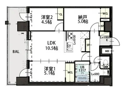 GRAND LUCE(3LDK/8階)の間取り写真