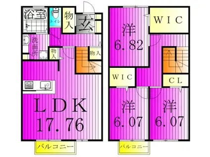 BLESS HOUSE柏西町C(3LDK/1階)の間取り写真
