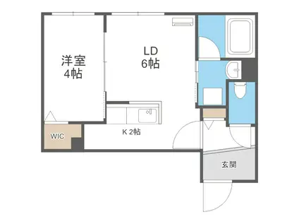 地下鉄南北線 南平岸駅 徒歩5分 4階建 築1年(1LDK/1階)の間取り写真