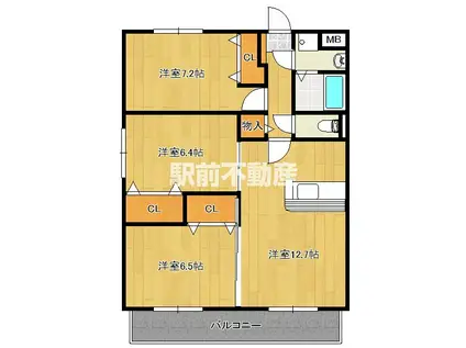 ピュアサファイアII(3LDK/2階)の間取り写真