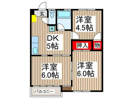 剛ハイツ(3DK/2階)の間取り写真