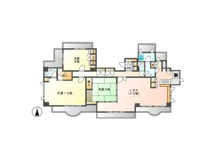 地下鉄桜通線 高岳駅 徒歩11分 5階建 築35年(3LDK/5階)の間取り写真