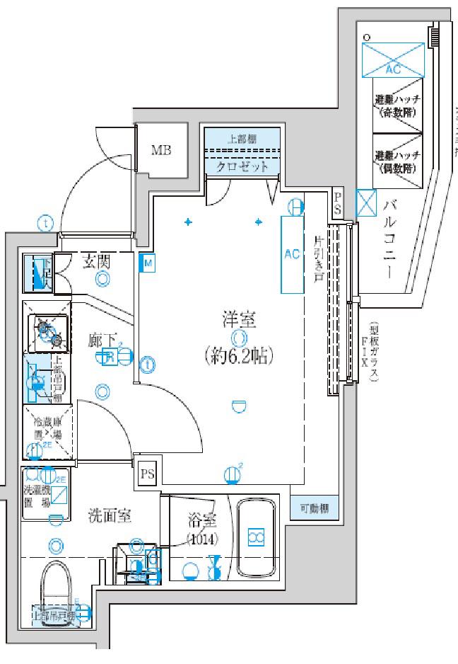 ベルシード千住PARK SIDE(1K/7階)の間取り写真