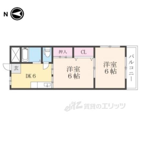コスモスハイツ長浜(2DK/3階)の間取り写真
