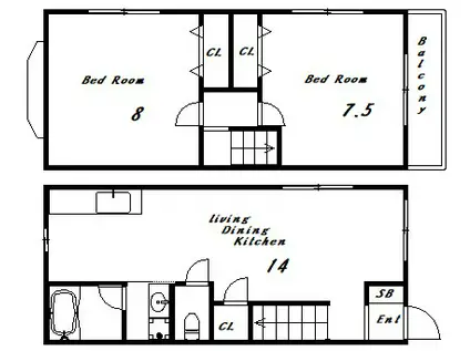 神戸電鉄有馬線 長田駅(神戸電鉄) 徒歩9分 1階建 築30年(2LDK/1階)の間取り写真