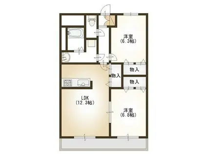プランドール鴨島(2LDK/2階)の間取り写真