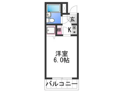 シャルマンフジ湊北町弐番館(1K/2階)の間取り写真