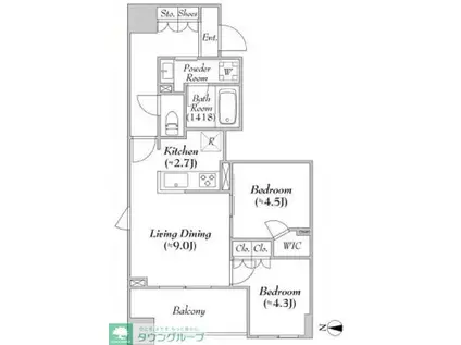 ASMACI MAISON両国II(2LDK/8階)の間取り写真