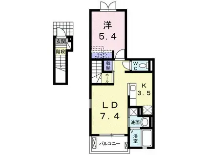 エンブレイスKIII(1LDK/2階)の間取り写真