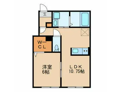 シャンティ芦花(1LDK/1階)の間取り写真