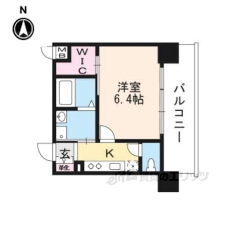 プレサンス THE KYOTO 東福寺 ウエスト(1K/4階)の間取り写真