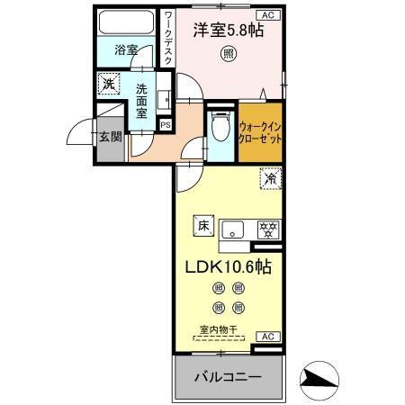 D-RESENA大橋I(1LDK/1階)の間取り写真