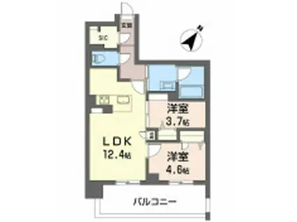 リビエナ グラン 新梅田(2LDK/4階)の間取り写真