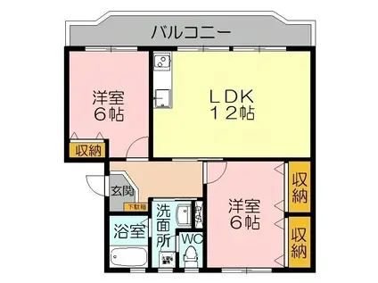 久埜マンション2号棟(2LDK/2階)の間取り写真
