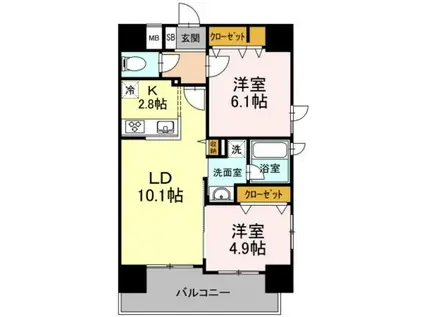 D-ROOM早稲田(2LDK/13階)の間取り写真