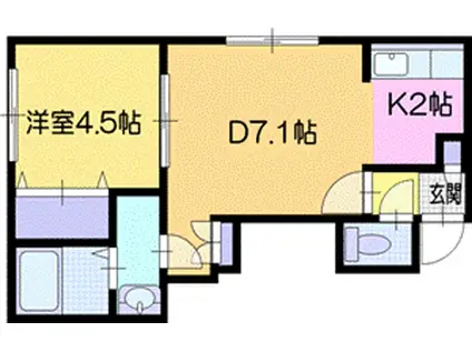 ジェルソミーノ平岡(1LDK/2階)の間取り写真
