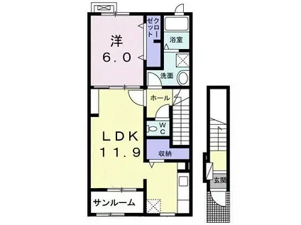 セルバ・セレッソ(1LDK/2階)の間取り写真