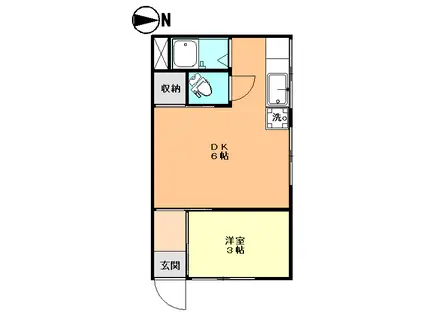 光山荘(1DK/2階)の間取り写真