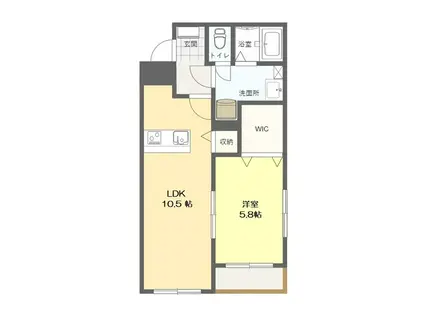 ダイチパレス アイローサ(1LDK/3階)の間取り写真