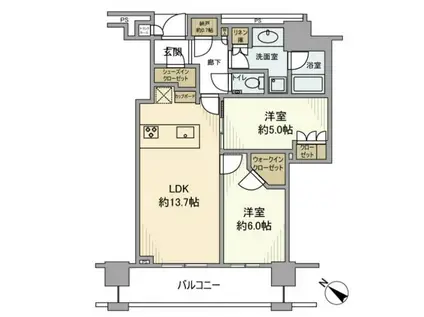 ブリリアザ・タワー東京八重洲アベニュー(2LDK/3階)の間取り写真