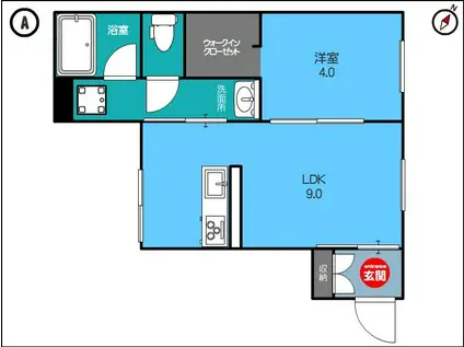 アーバンブランチ鳥屋野南A(1LDK/1階)の間取り写真